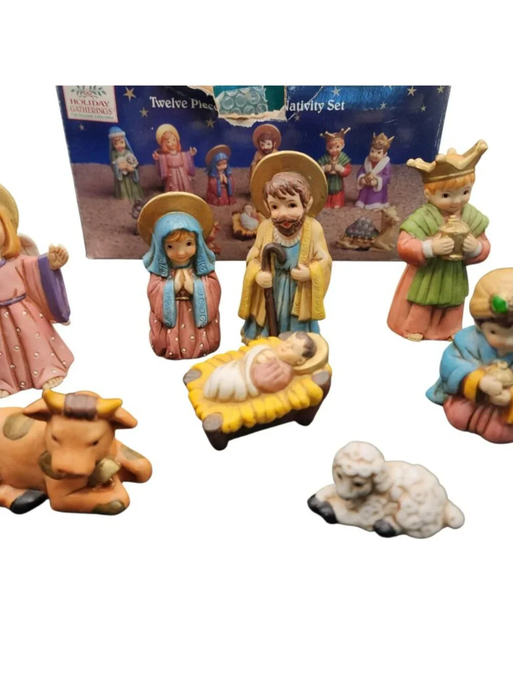 Holiday Gatherings 12-Piece Ceramic Nativity Set Figurines Christmas Decor